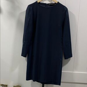 Zara Navy Long Sleeve Mini Dress
